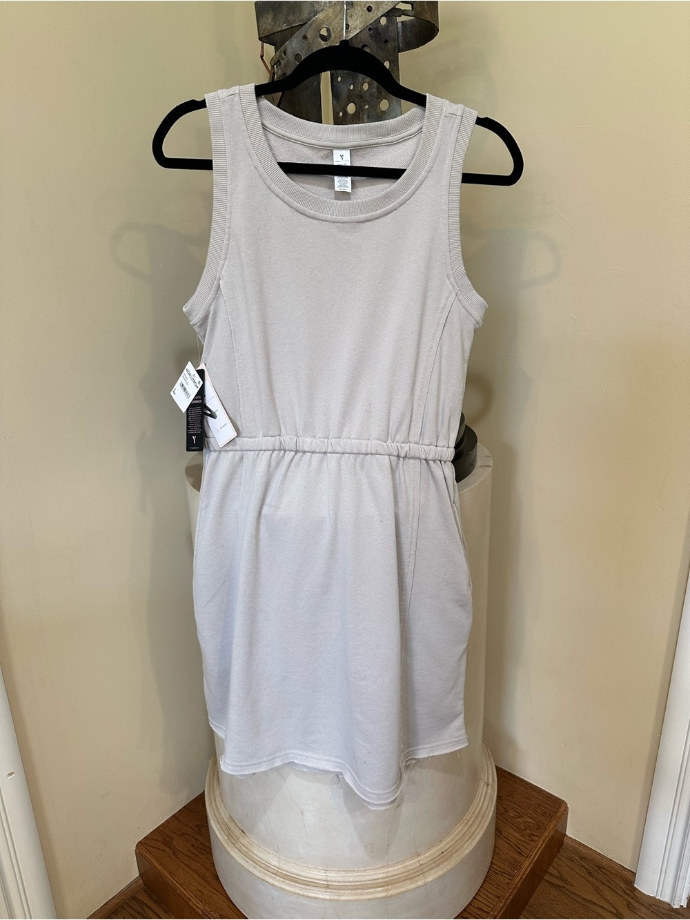 Yogalicious Light Gray Sleeveless Elastic-Waist Tank Dress